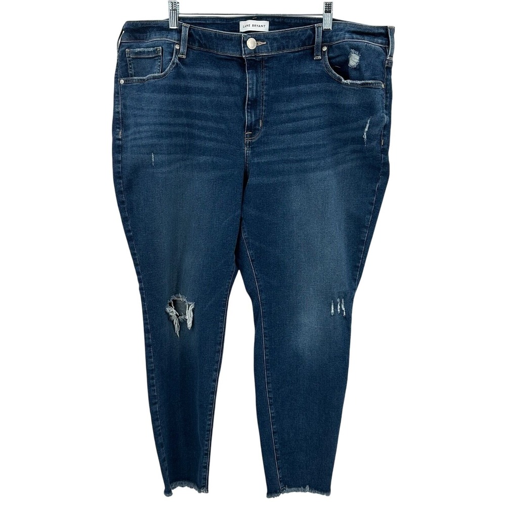 Lane Bryant High Rise Skinny Signature Fit Flex Magic Waist Distressed Jeans 24